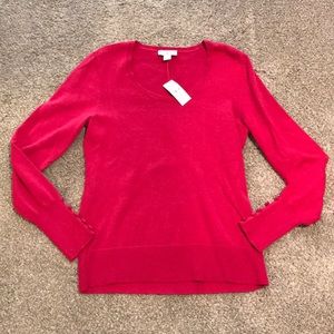 LOFT | NWT Pink sweater with button detail sleeves